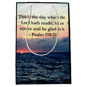 BEAUTIFUL PSALM 118:24 SUNRISE OVER THE OCEAN MEDIUM GIFT BAG