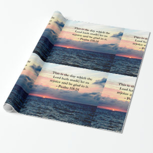 BEAUTIFUL PSALM 118:24 SUNRISE OVER THE OCEAN WRAPPING PAPER