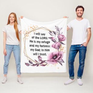 Beautiful Psalm 91 Floral Fleece Blanket