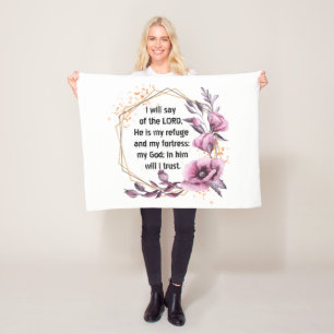 Beautiful Psalm 91 Floral Fleece Blanket