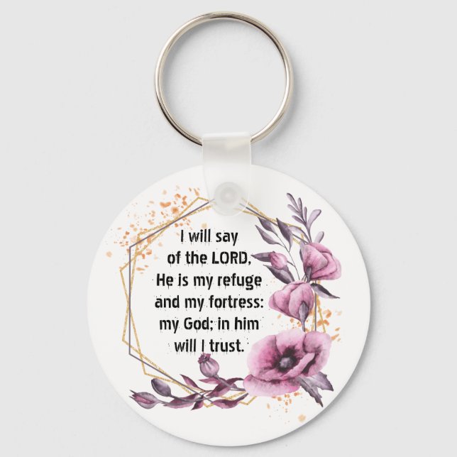 Beautiful Psalm 91 Floral keychain (Front)