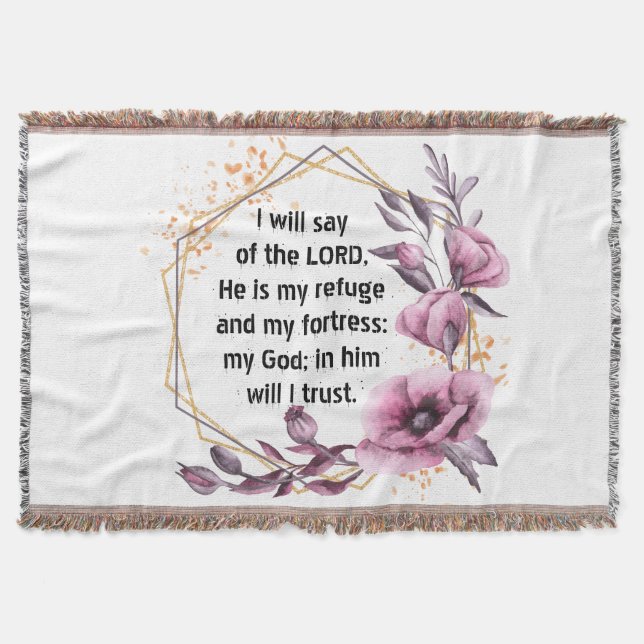 Beautiful Psalm 91 Floral Throw Blanket (Front)