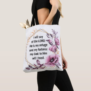 Beautiful Psalm 91 Floral Tote Bag