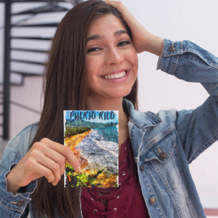 Beautiful Puerto Rico Watercolor Beach  Postcard