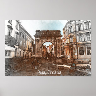 Beautiful Pula Croatia City Painting Poster