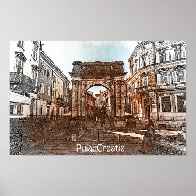 Beautiful Pula Croatia City Painting Poster (Front)