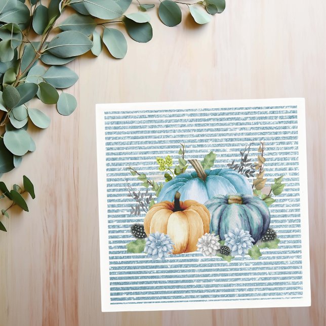 Beautiful Pumpkin Blue Thanksgiving Watercolor  Napkin (Creator Uploaded)