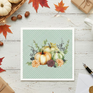 Beautiful Pumpkin Fall Thanksgiving Watercolor  Napkin