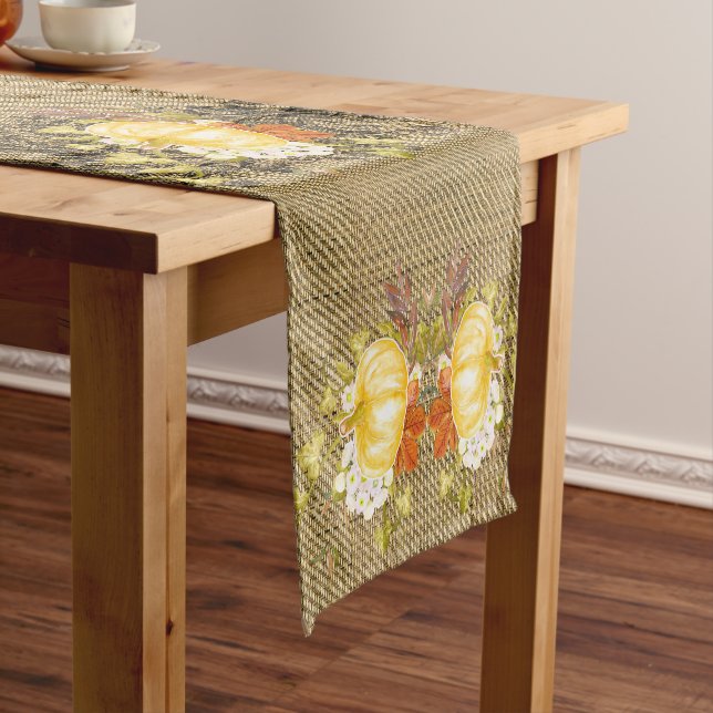 Beautiful Pumpkin Thanksgiving Weave Short Table Runner (In Situ)