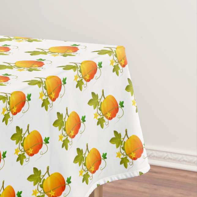 Beautiful Pumpkins on White Tablecloth (In Situ)