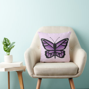 Beautiful Purple And Black Colour Butterfly Summer Cushion