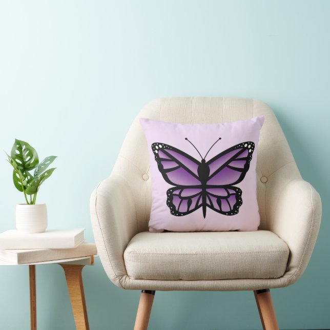 Beautiful Purple And Black Colour Butterfly Summer Cushion (Chair)