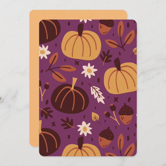 Beautiful Purple and Orange Pumpkin Pattern   Invitation (Front/Back)