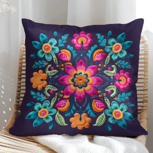 Beautiful Purple and Vibrant Colours Mexican Flora Cushion