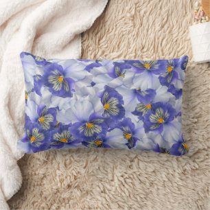 Beautiful Purple and Violet Pansy Flowers  Lumbar Cushion