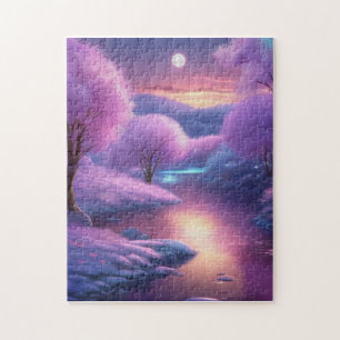 Beautiful Purple Backdrop on a Winter Night Jigsaw Puzzle