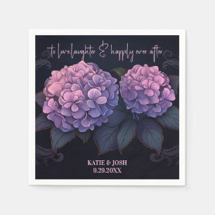 Beautiful Purple Black Hydrangea Floral Wedding Napkin