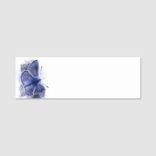 Beautiful Purple Blue Butterfly Name Tag