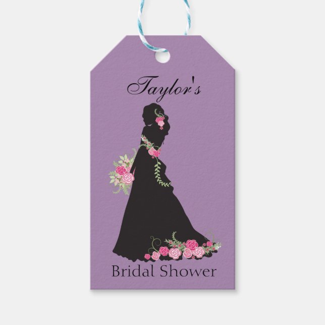 Beautiful Purple Bridal Silhouette Gift Tags (Front)