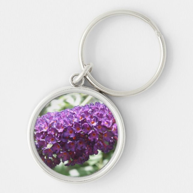 Beautiful Purple Buddleia Flowers Keychain (Front)