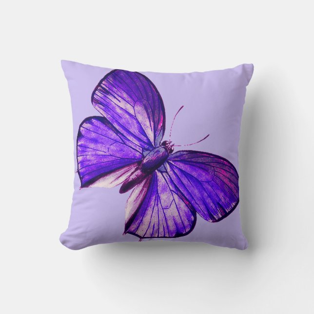 Beautiful Purple Butterfly Cushion (Front)