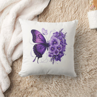beautiful purple butterfly floral pillow cover