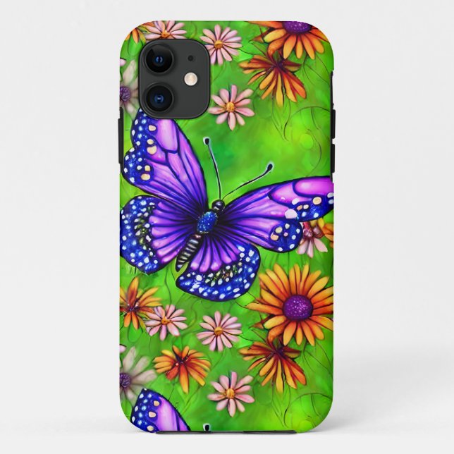 Beautiful Purple Butterfly Flower Meadow Case-Mate iPhone Case (Back)