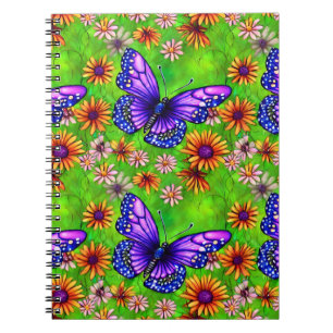 Beautiful Purple Butterfly Flower Meadow Notebook