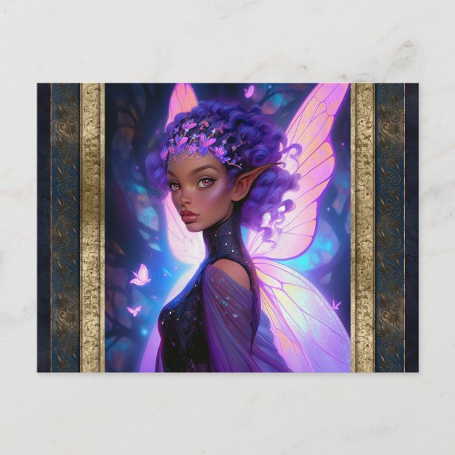 Beautiful Purple Fairy Woman Fantasy Art Postcard (Front)