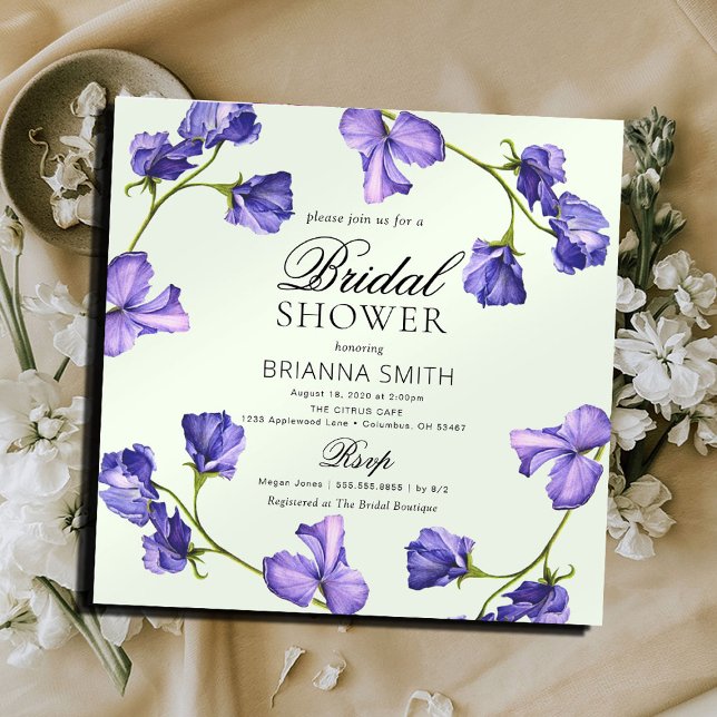Beautiful Purple Floral Bridal Shower Invitation (Creator Uploaded)