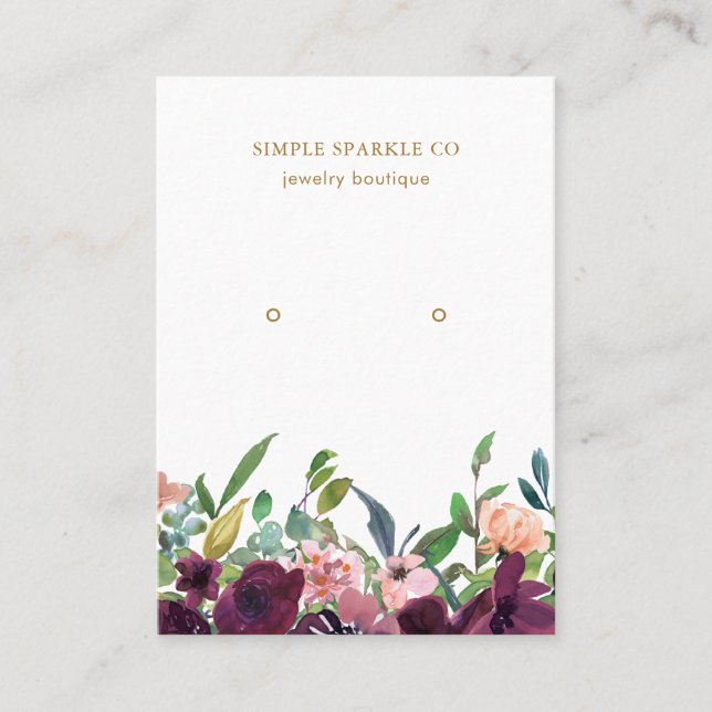 Beautiful Purple Floral Earring Display Card (Front)