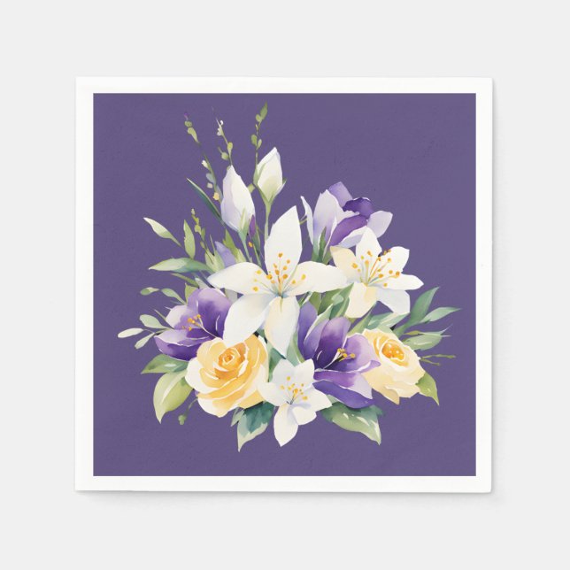 Beautiful Purple Floral Easter Blossoms Napkin (Front)