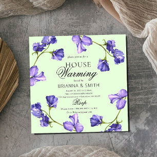 Beautiful Purple Floral Housewarming  Invitation