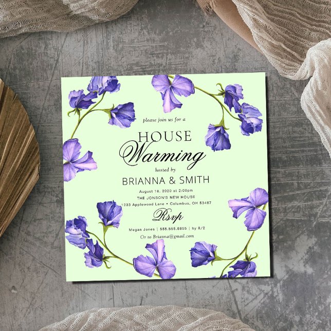 Beautiful Purple Floral Housewarming  Invitation (Creator Uploaded)