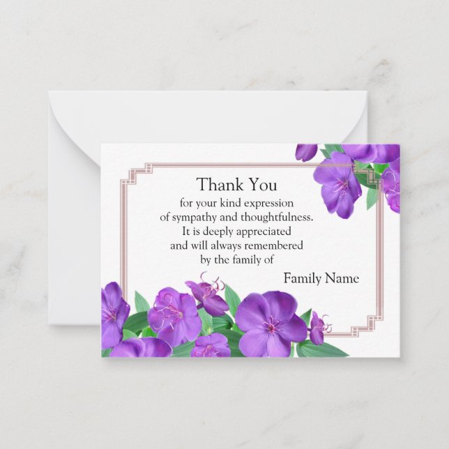 Beautiful Purple Flower Thank You Card (Front)