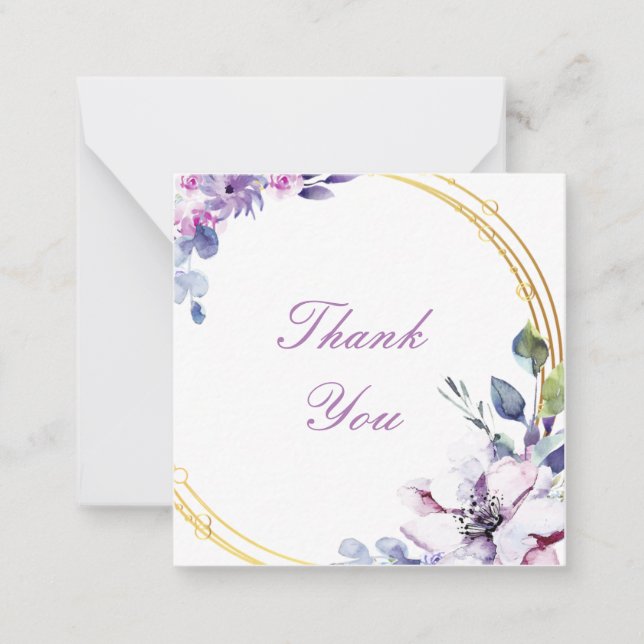 Beautiful Purple Flower Thank You Card (Front)