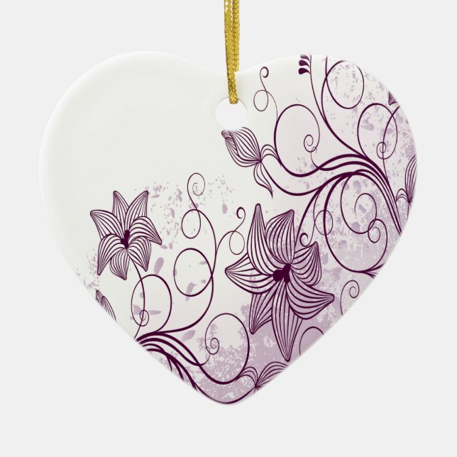 Beautiful Purple Flowers Ceramic Ornament (Front)