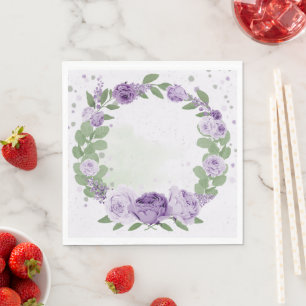 beautiful purple flowers green leaves botanical  n napkin