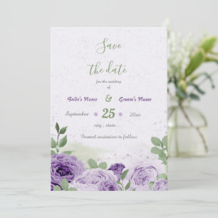 beautiful purple flowers green leaves botanical save the date