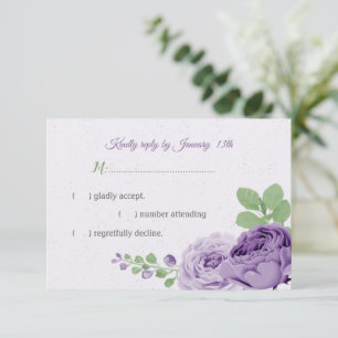 beautiful purple flowers green leaves RSVP card