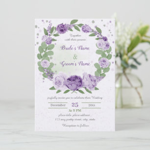 beautiful purple flowers green leaves wedding invi invitation