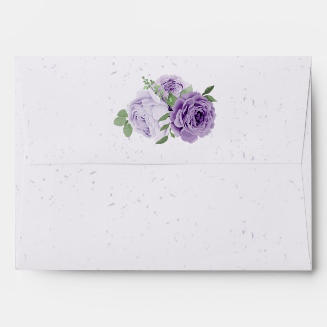 beautiful purple flowers greenery wedding envelope (Back (Top Flap))