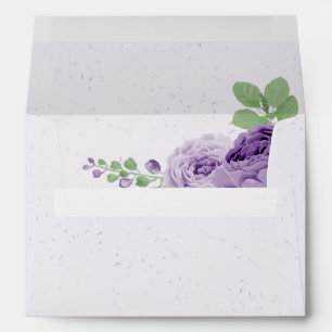 beautiful purple flowers greenery wedding envelope