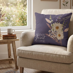 Beautiful Purple Flowers Home Sweet Cushion