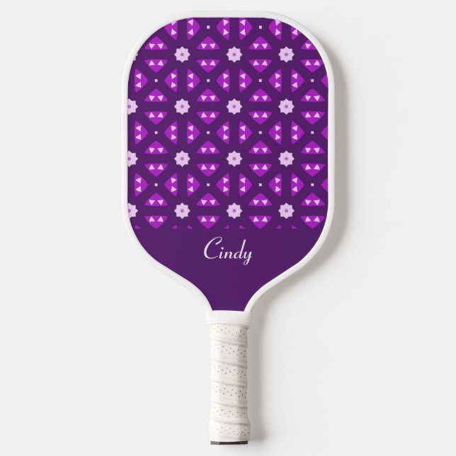Beautiful Purple Geometric Pattern Pickleball Paddle (Front)
