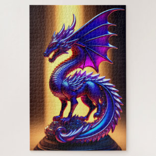 Beautiful Purple Glass Dragon Statue   Jigsaw Puzzle