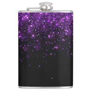 Beautiful Purple Glitter Print  Hip Flask