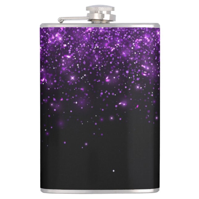 Beautiful Purple Glitter Print  Hip Flask (Front)