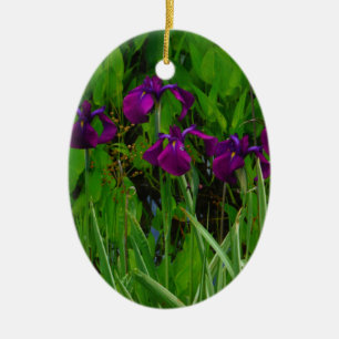 Beautiful Purple Iris Ceramic Ornament