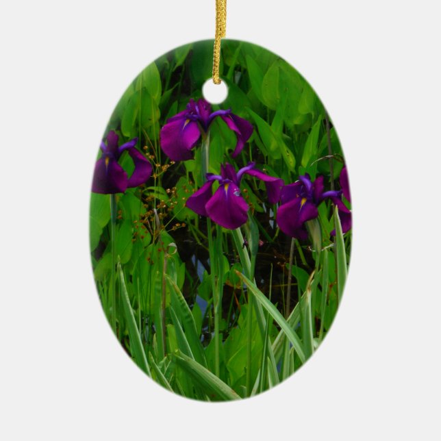 Beautiful Purple Iris Ceramic Ornament (Front)